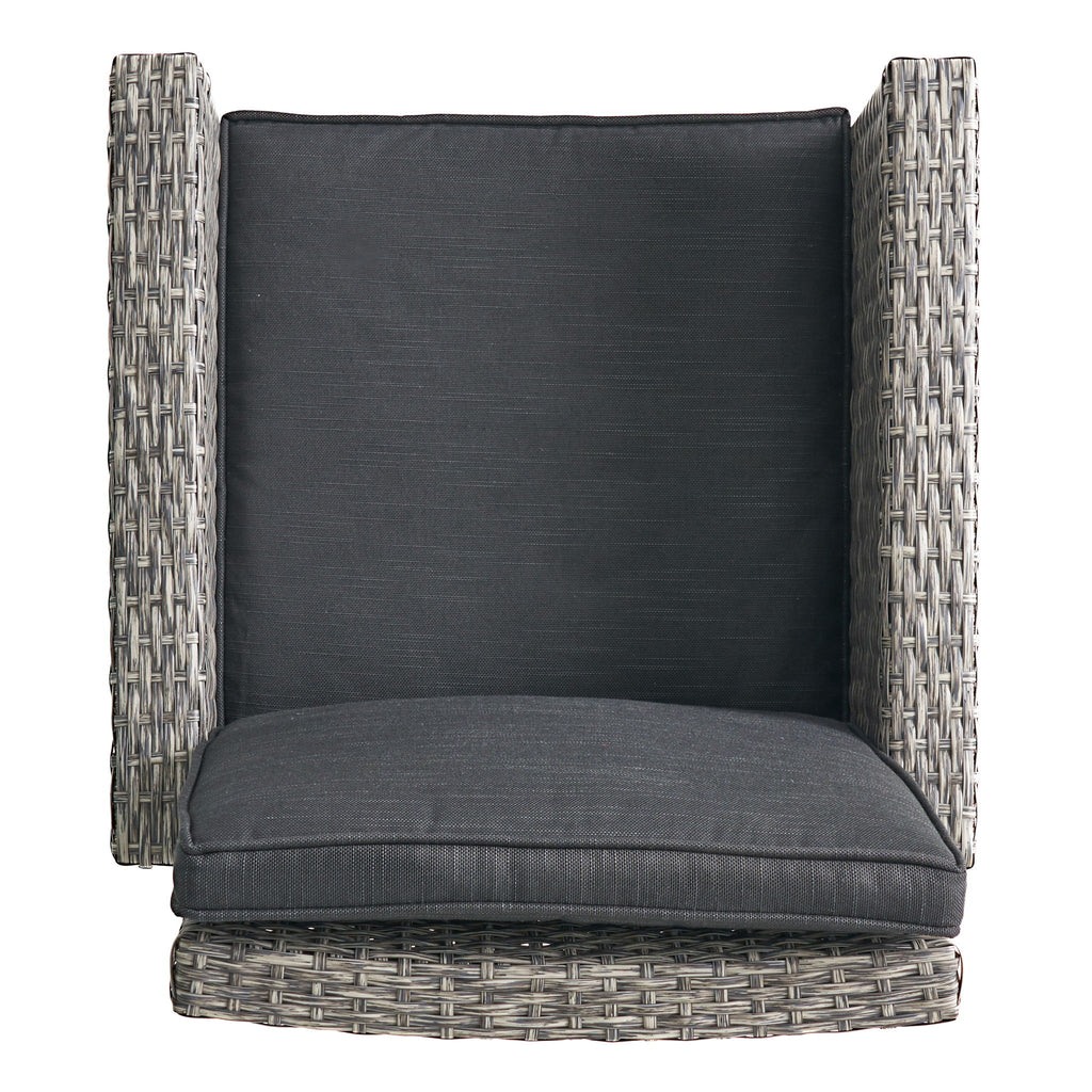 Outdoor Rattan Swivel Barstool With Water Resistant Cushion - Mixed Black / Dark Gray