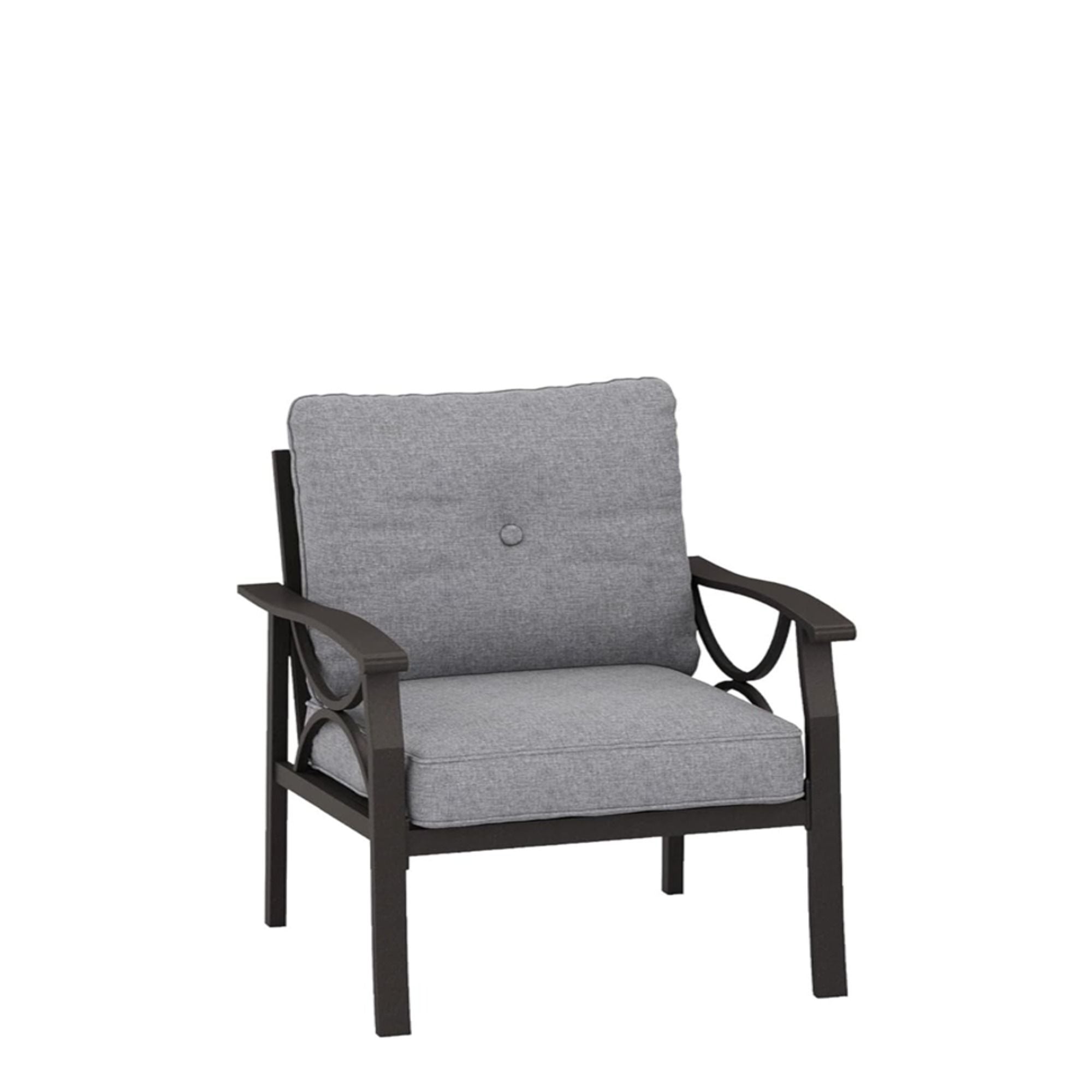 All Weather Armchairs With Cushions, Sculptural Design (Set of 2) - Gray / Khaki