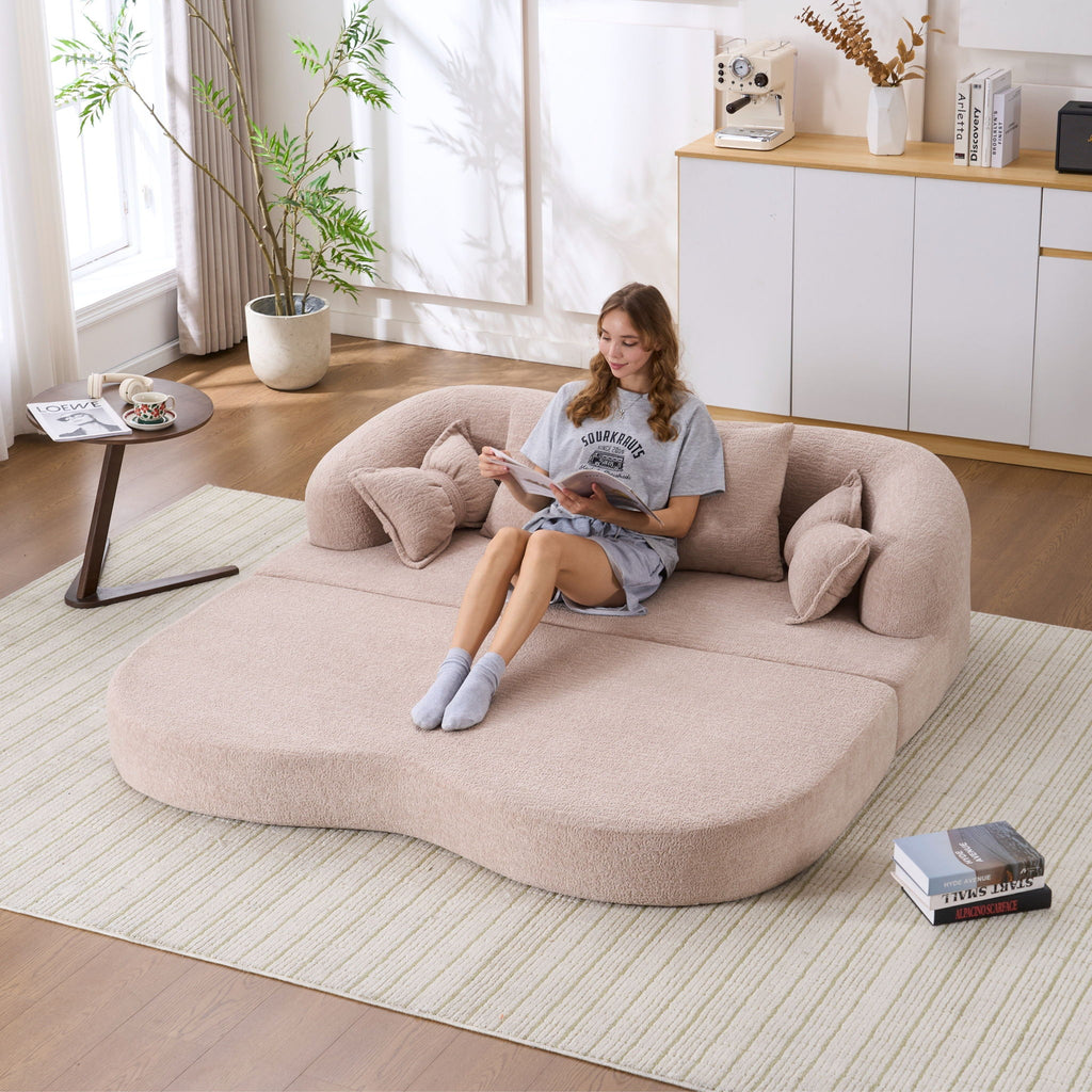 Foldable Sofa Bed, Boneless Couch Convertible Sleeper With 4 Pillows