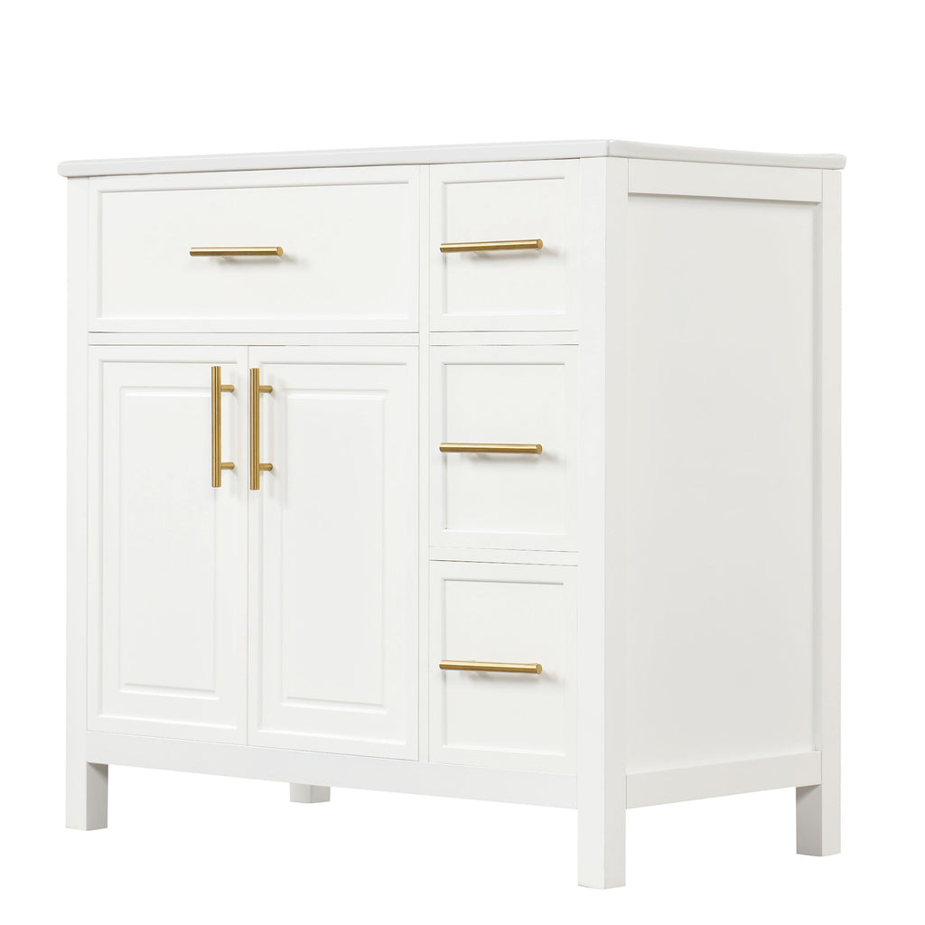 Modern Bathroom Vanity With Sink Top, 2 Doors And 3 Drawers