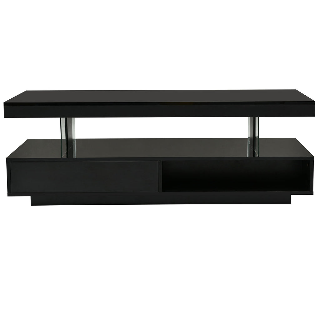 LED Coffee Table With 2 Drawers And Display Shelves