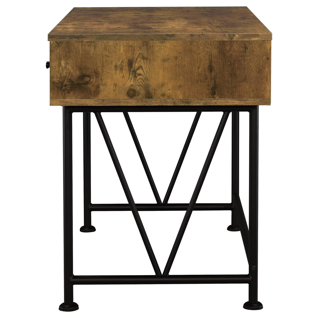 Avon - 2 Piece Computer Desk And Bookcase With 3 Drawers - Rustic Brown