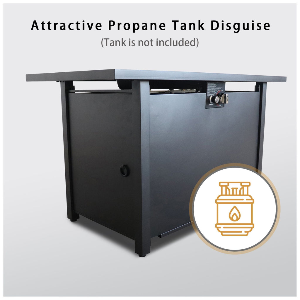 Outdoor Fire Pit Table With Lid - Black