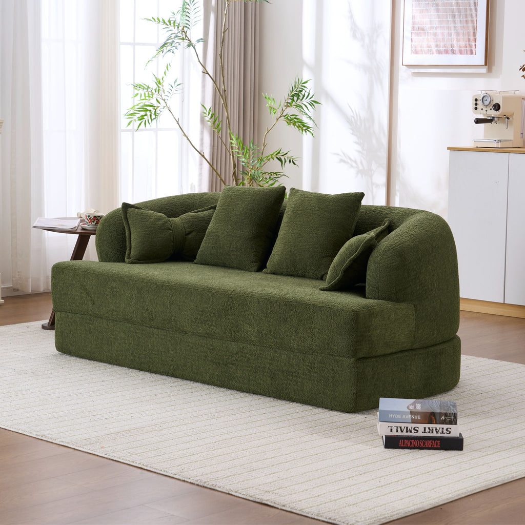 Foldable Sofa Bed, Boneless Couch Convertible Sleeper With 4 Pillows