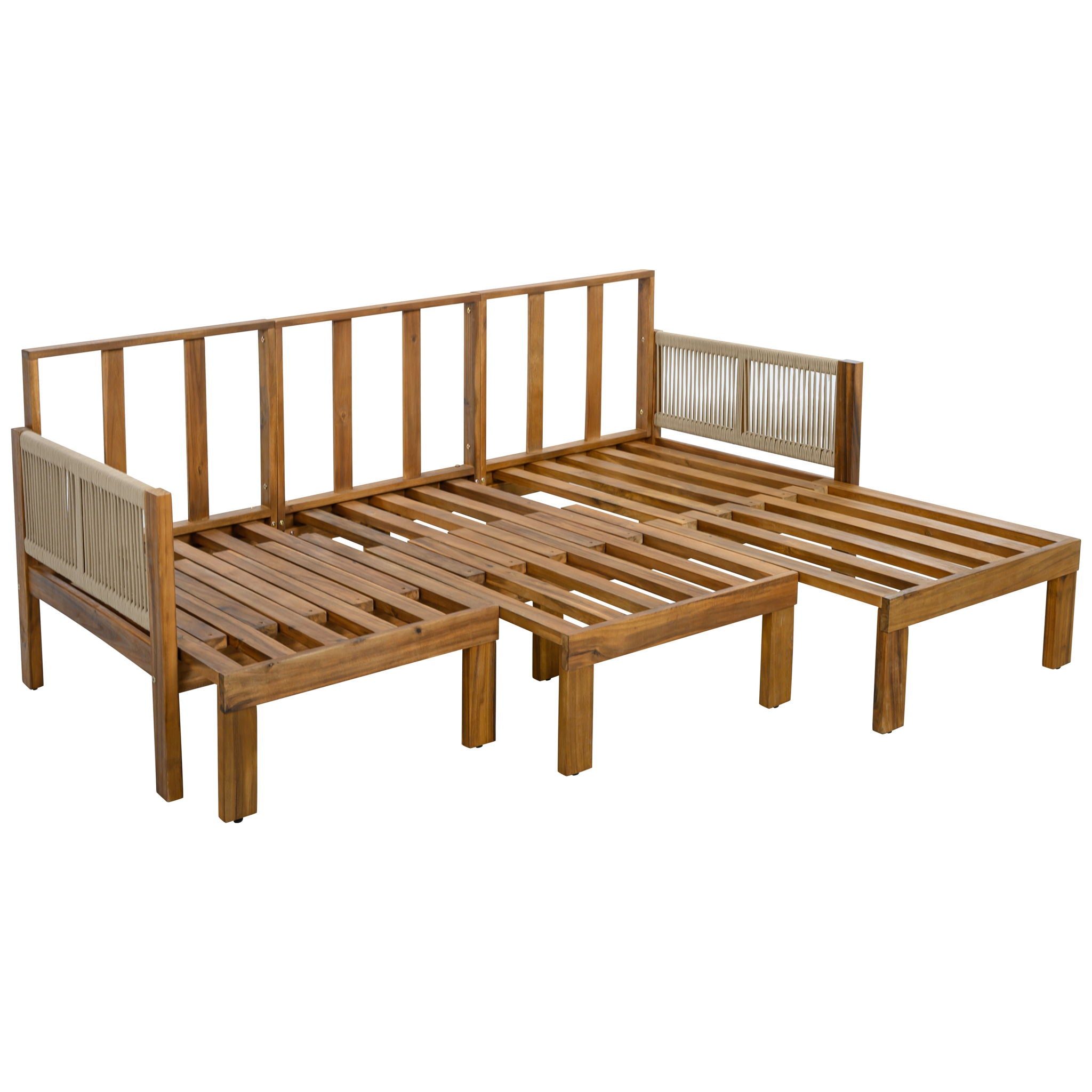 Outdoor Daybed, Patio Sofa Bed, 3 Seat Convertible Sunbed
