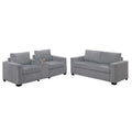 Elegant Simple Sofa Set With Console Cup Holder And Loveseat