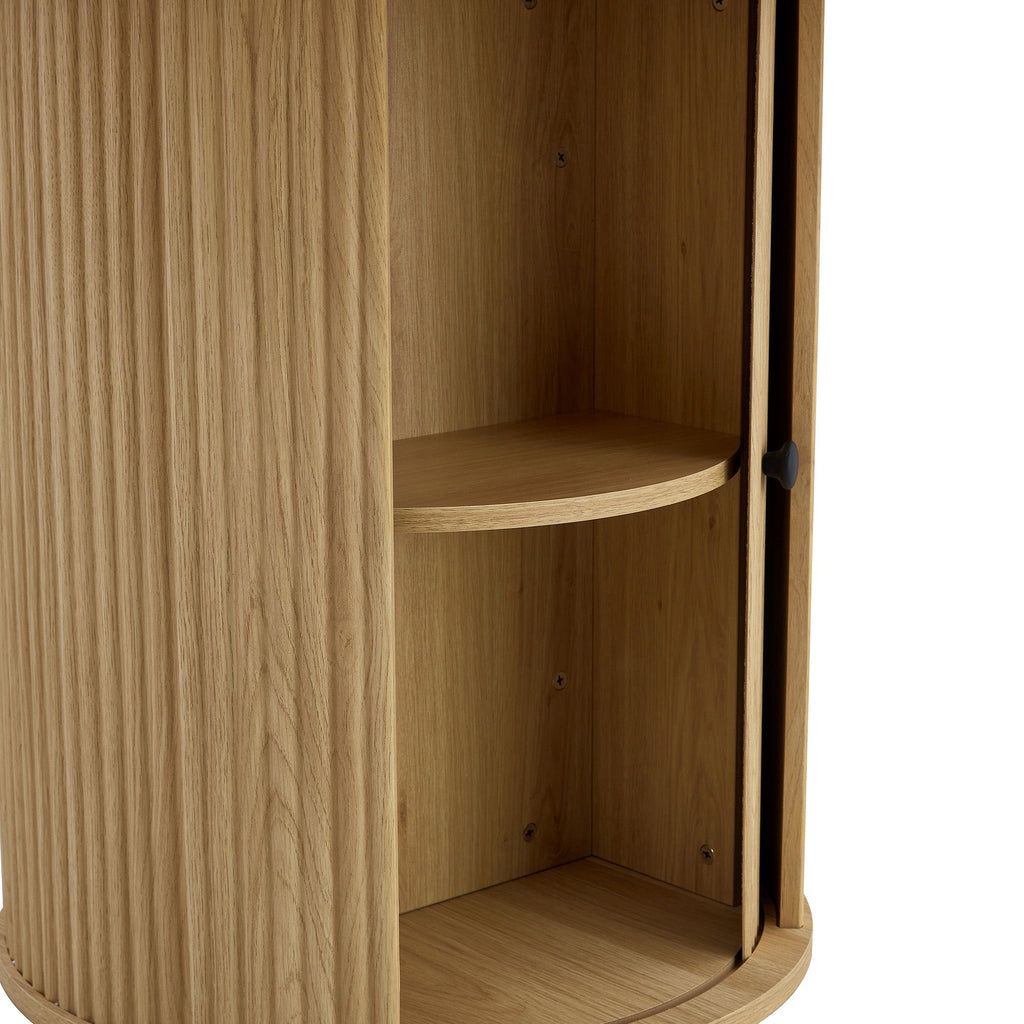 Roman Column Round Dining Table With Double Layer Storage - Wood
