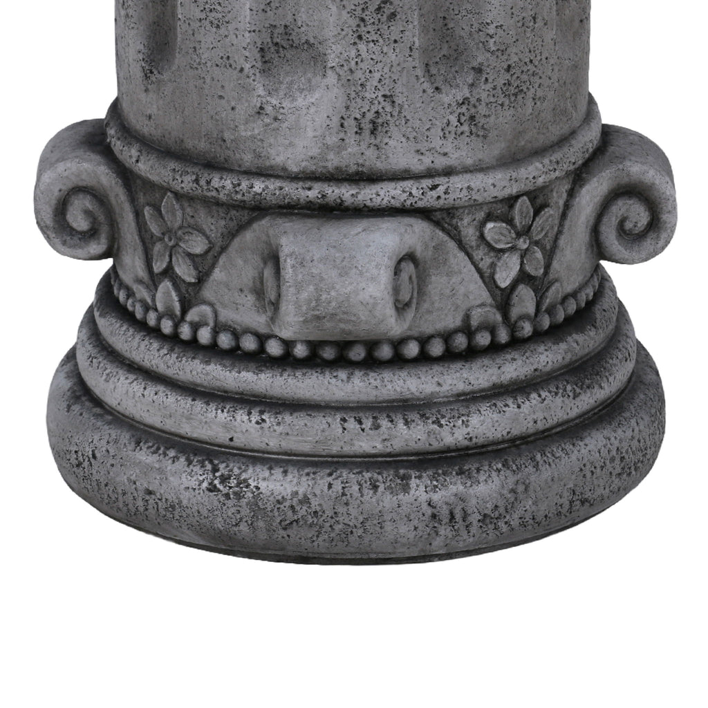 Outdoor End Table, Round Side Table For Patio And Garden - Antique Gray