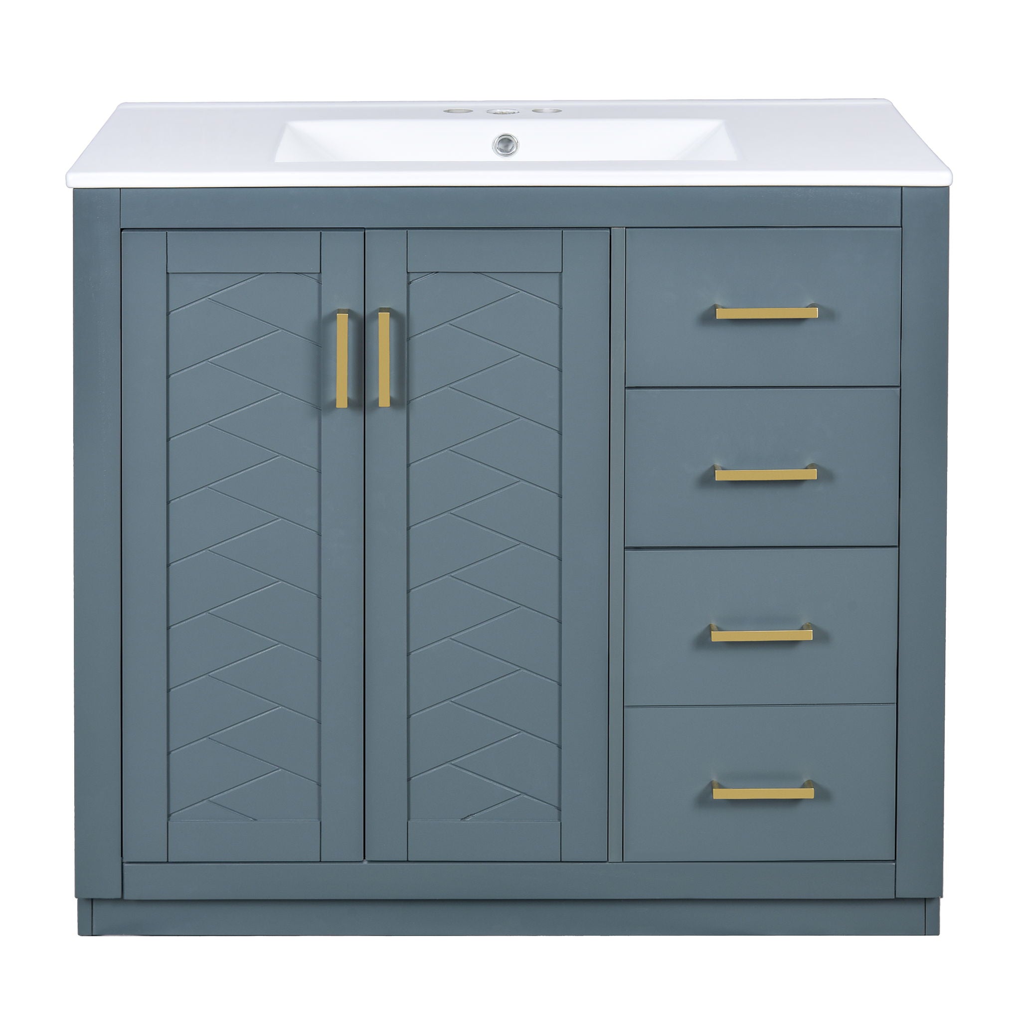 Bathroom Vanity With Sink Combo, Storage Cabinet, Freestanding Set With 3 Drawers & Soft Closing Doors