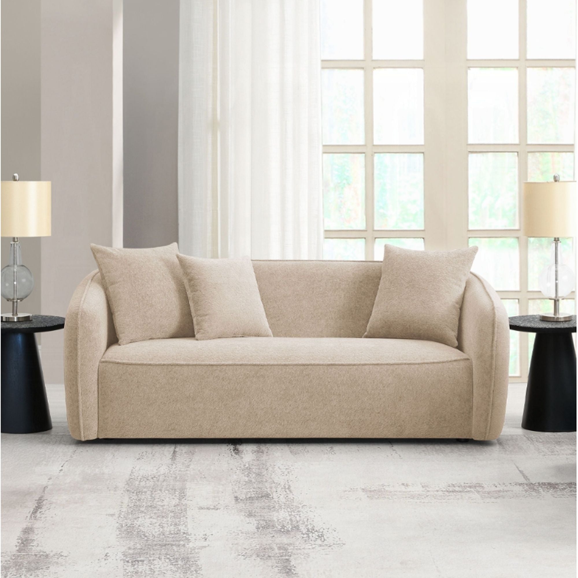 Keith - Sofa With 3 Pillows, Living Room Seating - Beige