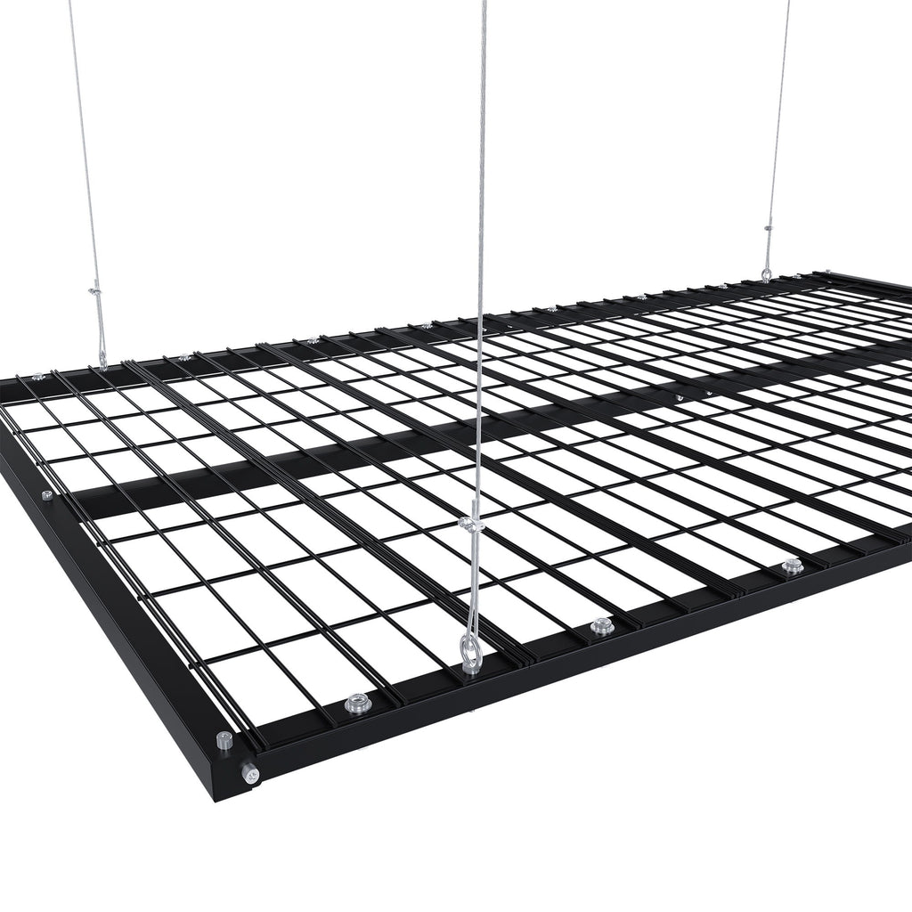 Overhead Garage Storage Rack For High Ceilings & Safety Lock - Black