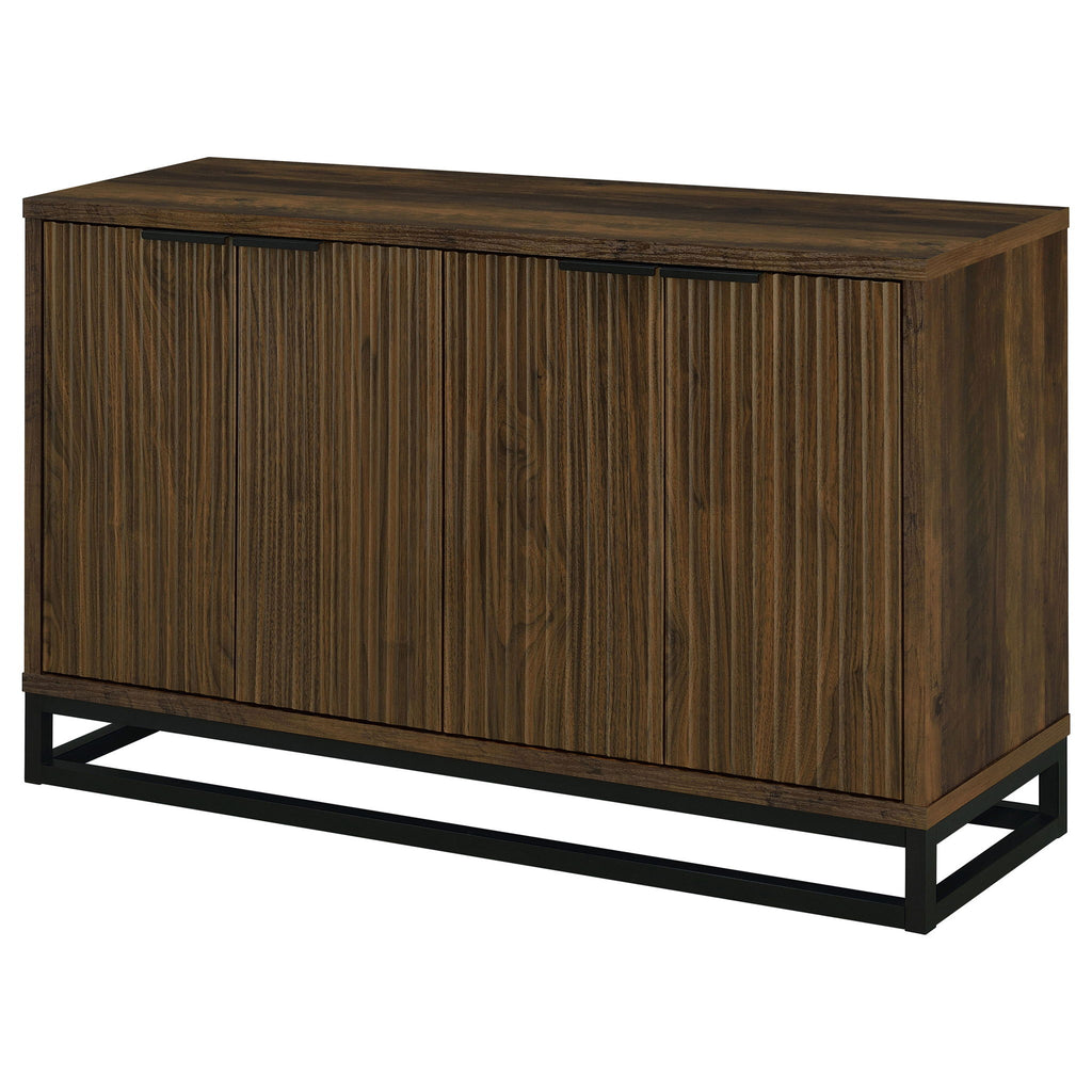 Thurston - 4 Door Accent Cabinet Carved Doors - Dark Brown