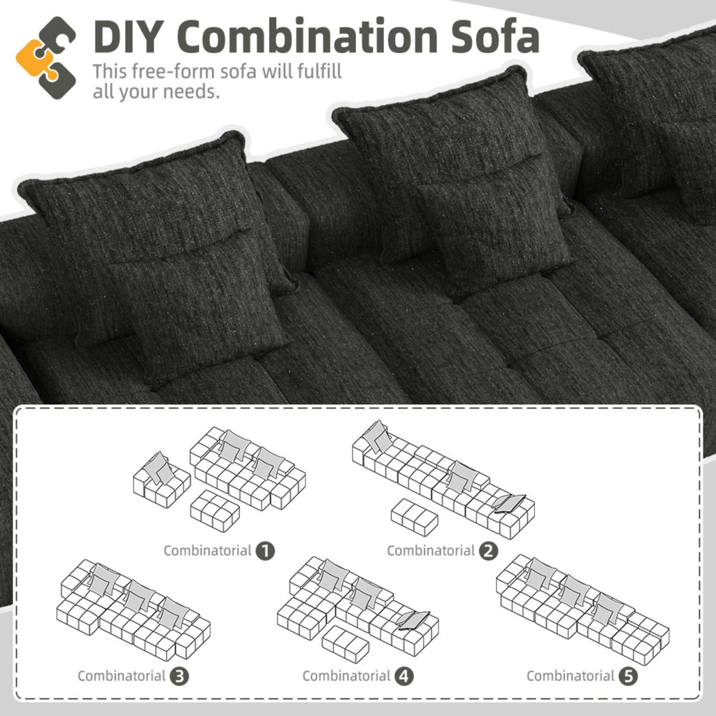 Modern Oversized Diy Combination, Modular Sectional Sofa With Pillows