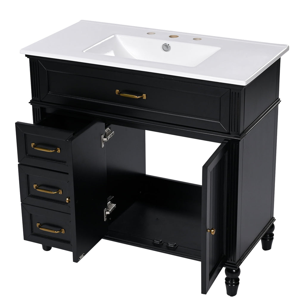 Bathroom Vanity With Sink, Freestanding Cabinet & Drawers