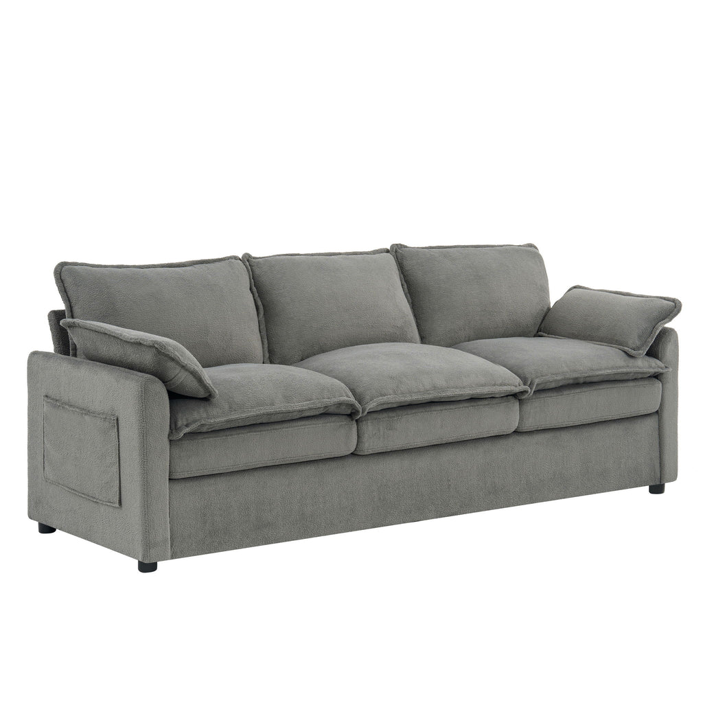 Modern 3 Seater Sofa With Side Storage Pockets For Living Room