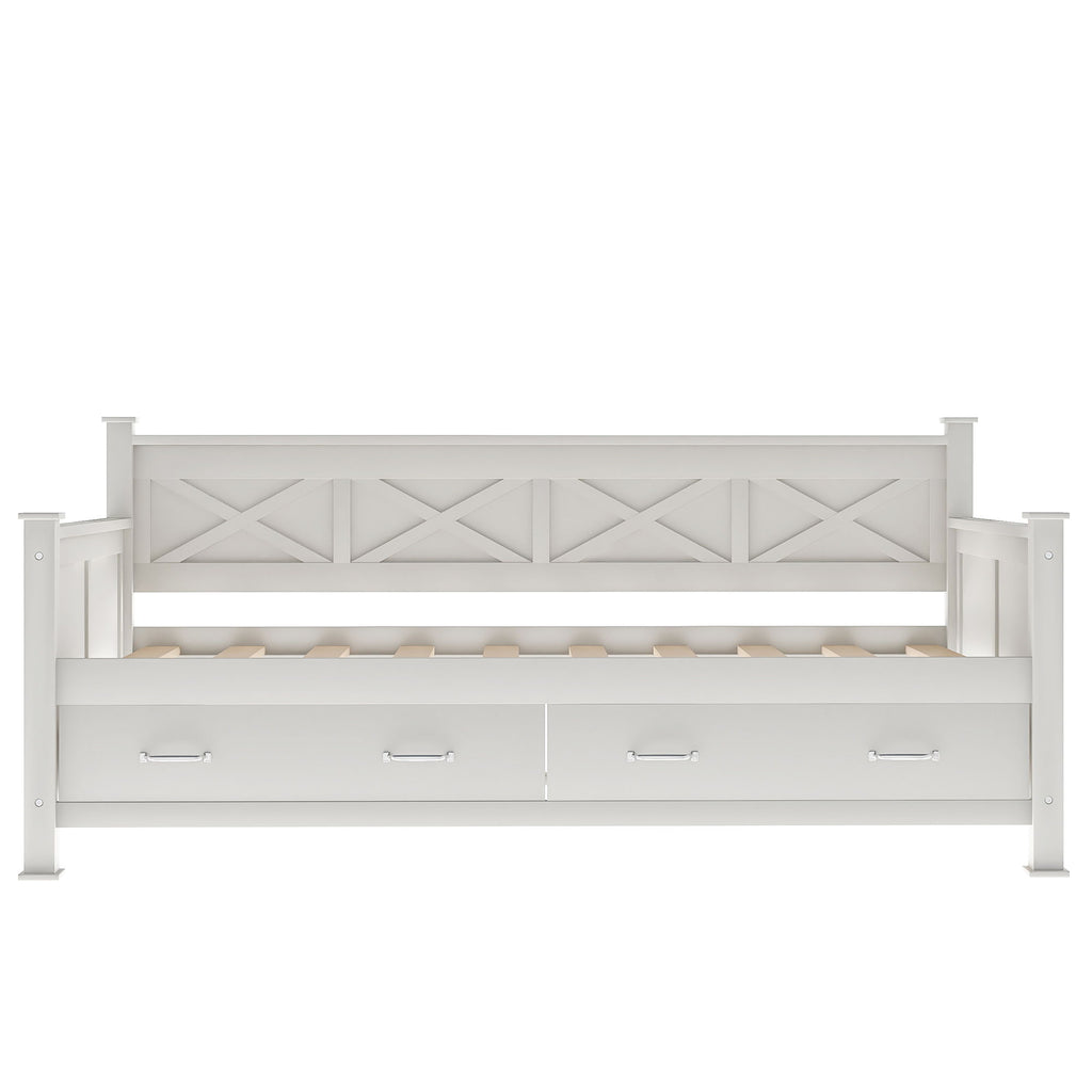 Modern Daybed With 2 Large Drawers, X Shaped Frame
