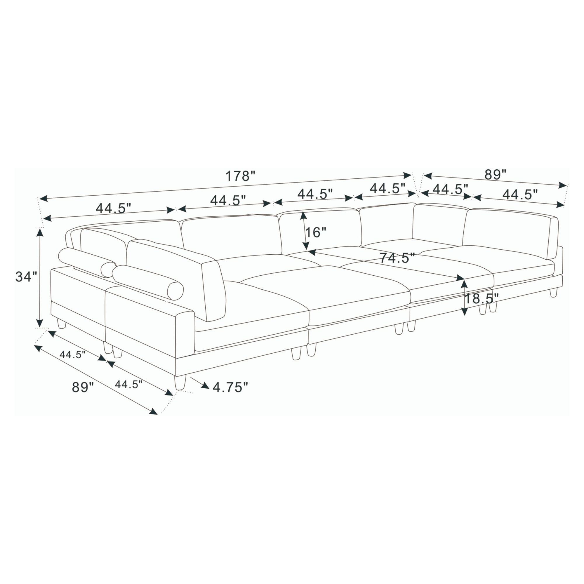 Modern Modular Sectional With Adjustable Back Support