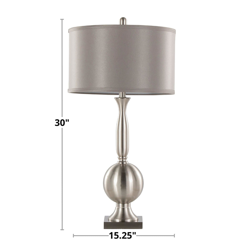 Joan - Contemporary Table Lamp (Set of 2) - Nickel / Gray Satin