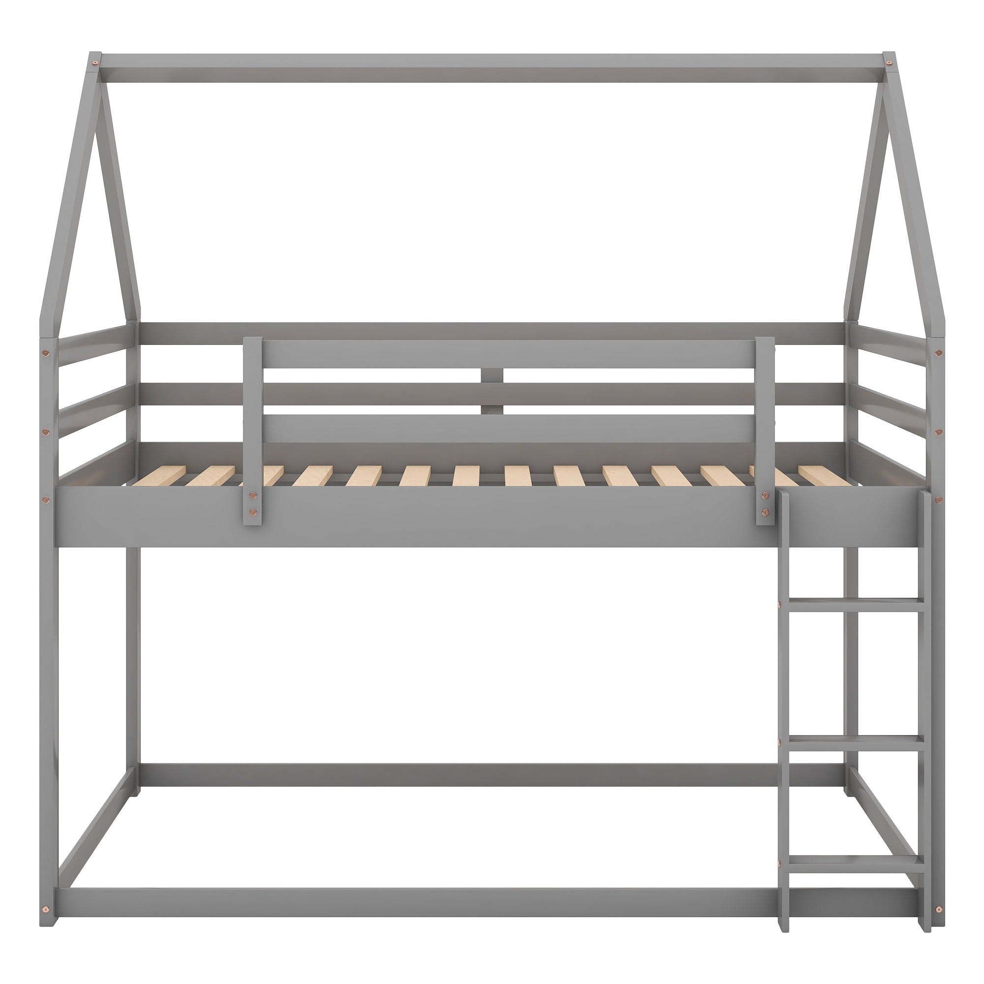 Low Bunk Bed With House Shaped Frame And Ladder