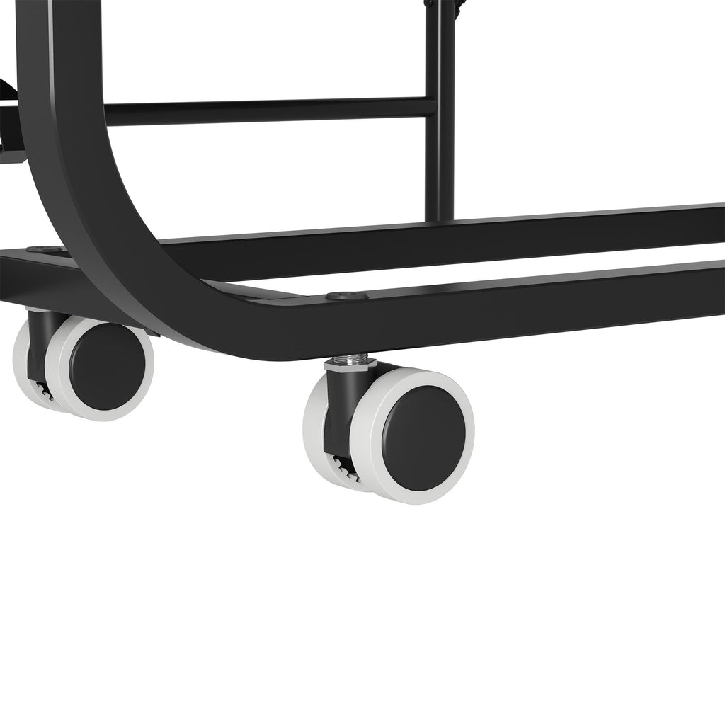 Twin Adjustable Headboard Folding Bed With Memory Foam Mattress, Heavy-Duty Frame Cot For Tall People, Portable Guest On Wheels - Black