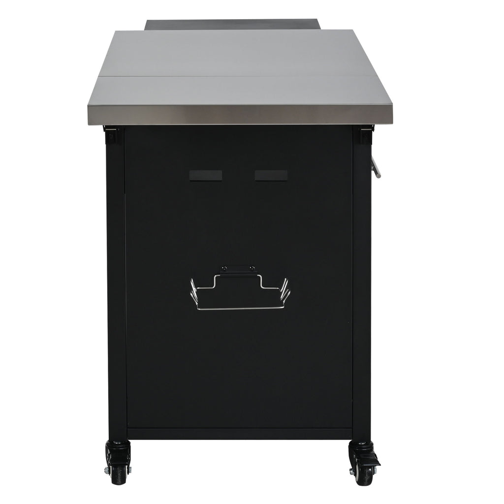 Foldable Outdoor Prep Station BBQ Cart With Trash Rack