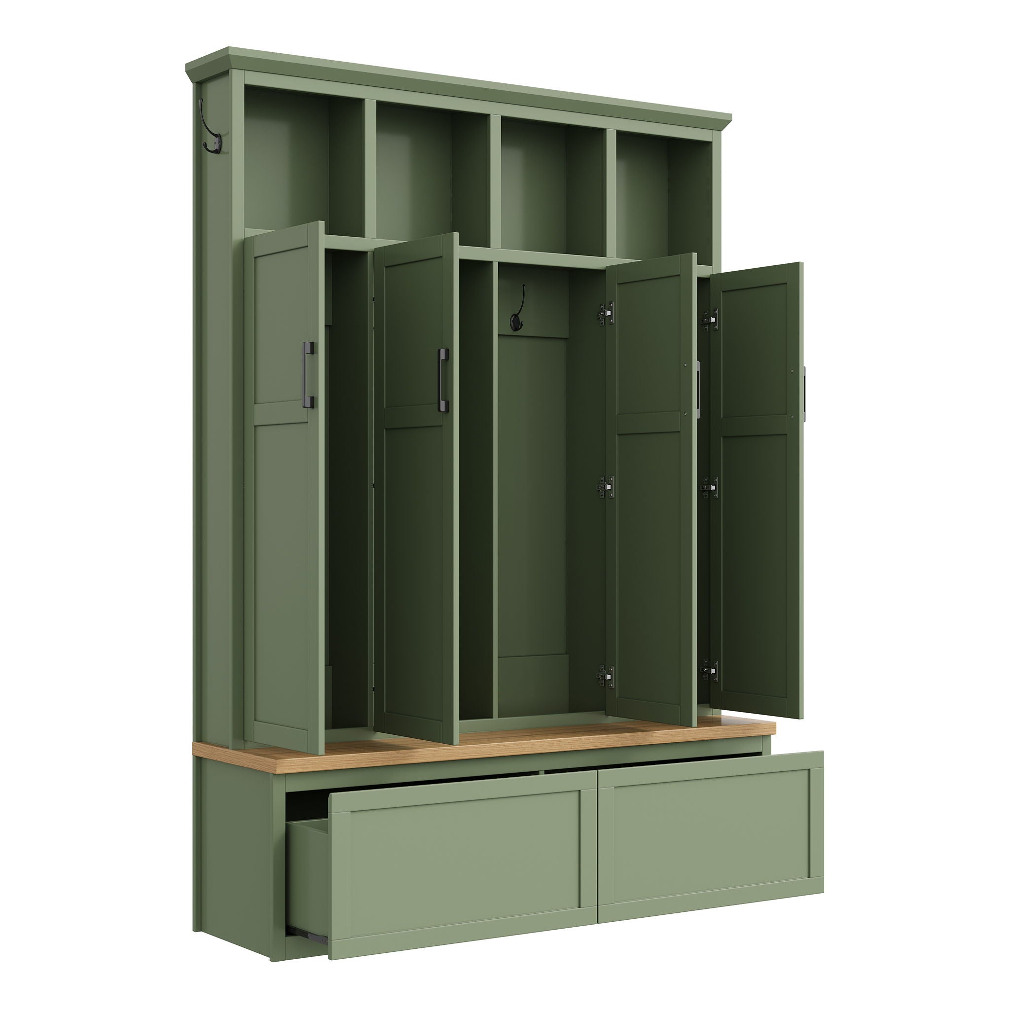 Hall Tree With 4 Hidden Cabinets