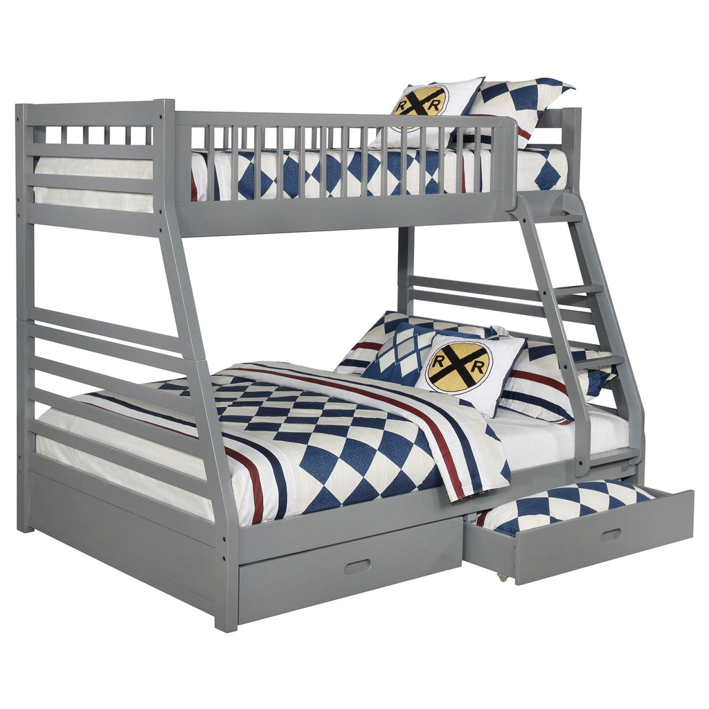 Keira - 2 Drawer Twin Over Full Bunk Bed - Gray