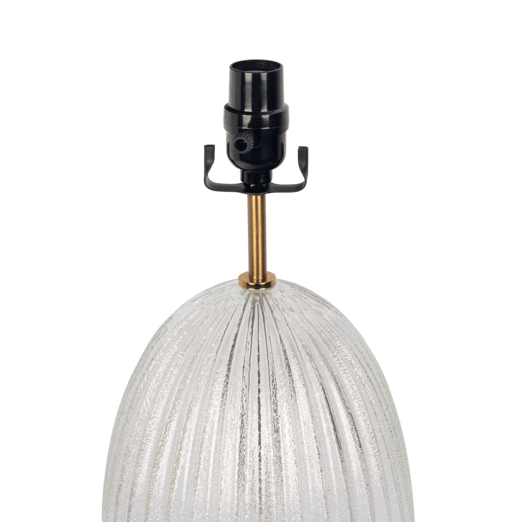 Aurora - Ribbed Lamp Base Clear Table Lamp Large Linen Shade - Beige / Clear / Gold
