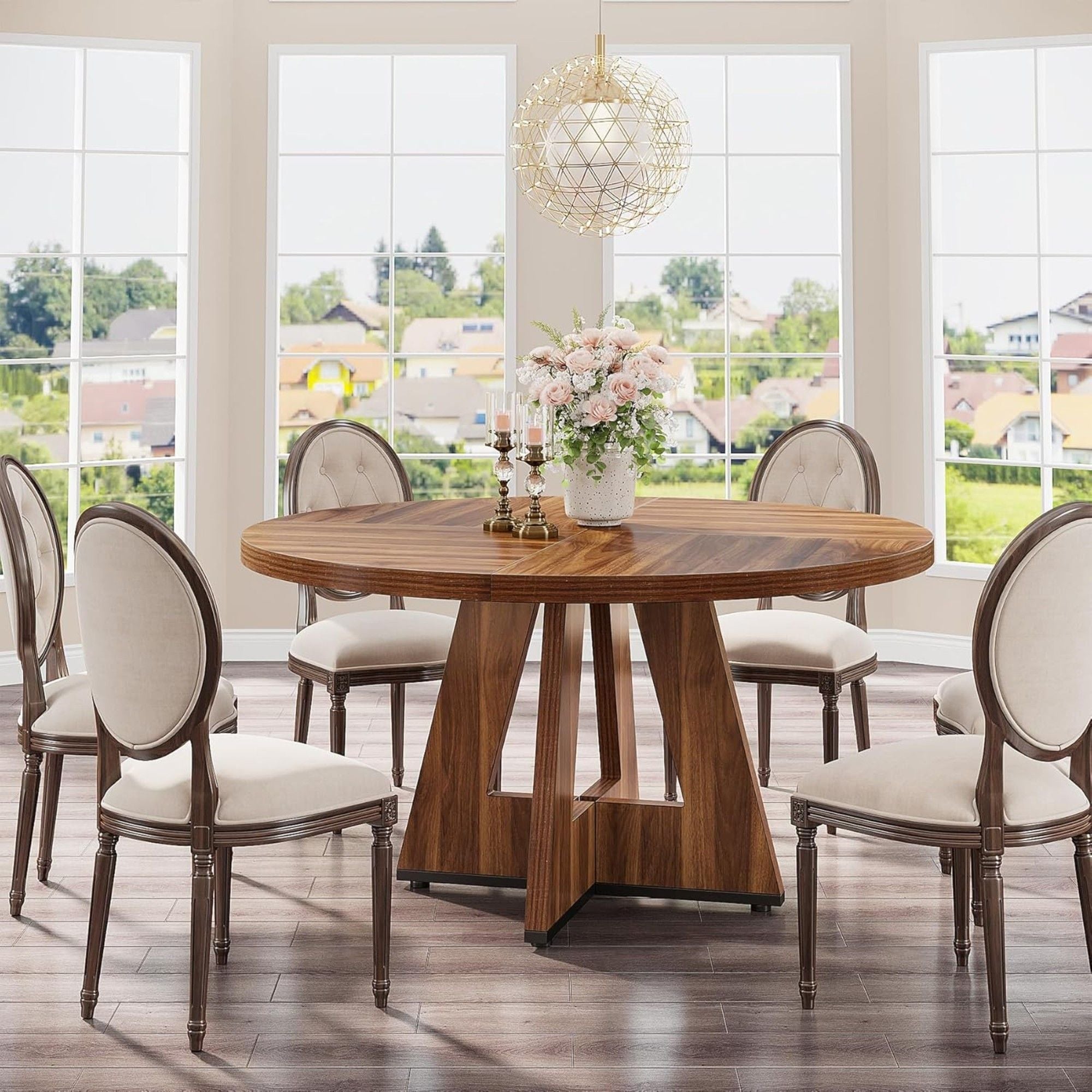 Round Dining Cross Base Kitchen Table