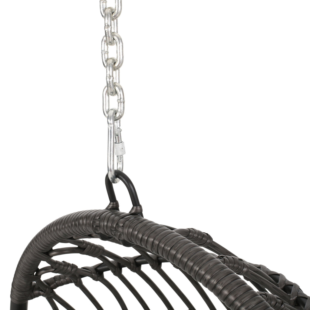 Rustic Hanging Basket Chair With Cushion