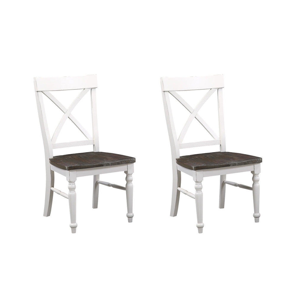 Dining Chairs (Set of 2) - Brown / White