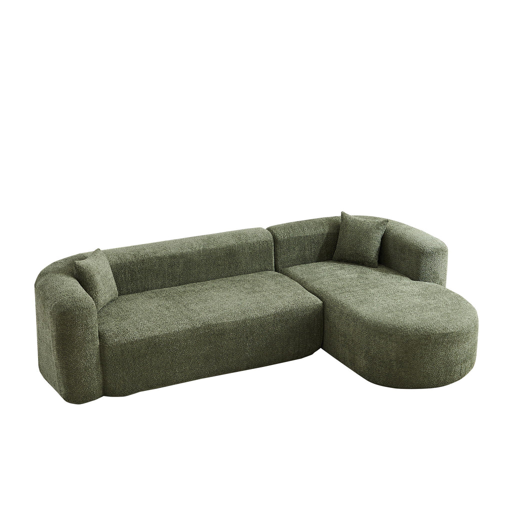 L - Shape Boneless Cloud Couch With 2 Throw Pillows For Living Room