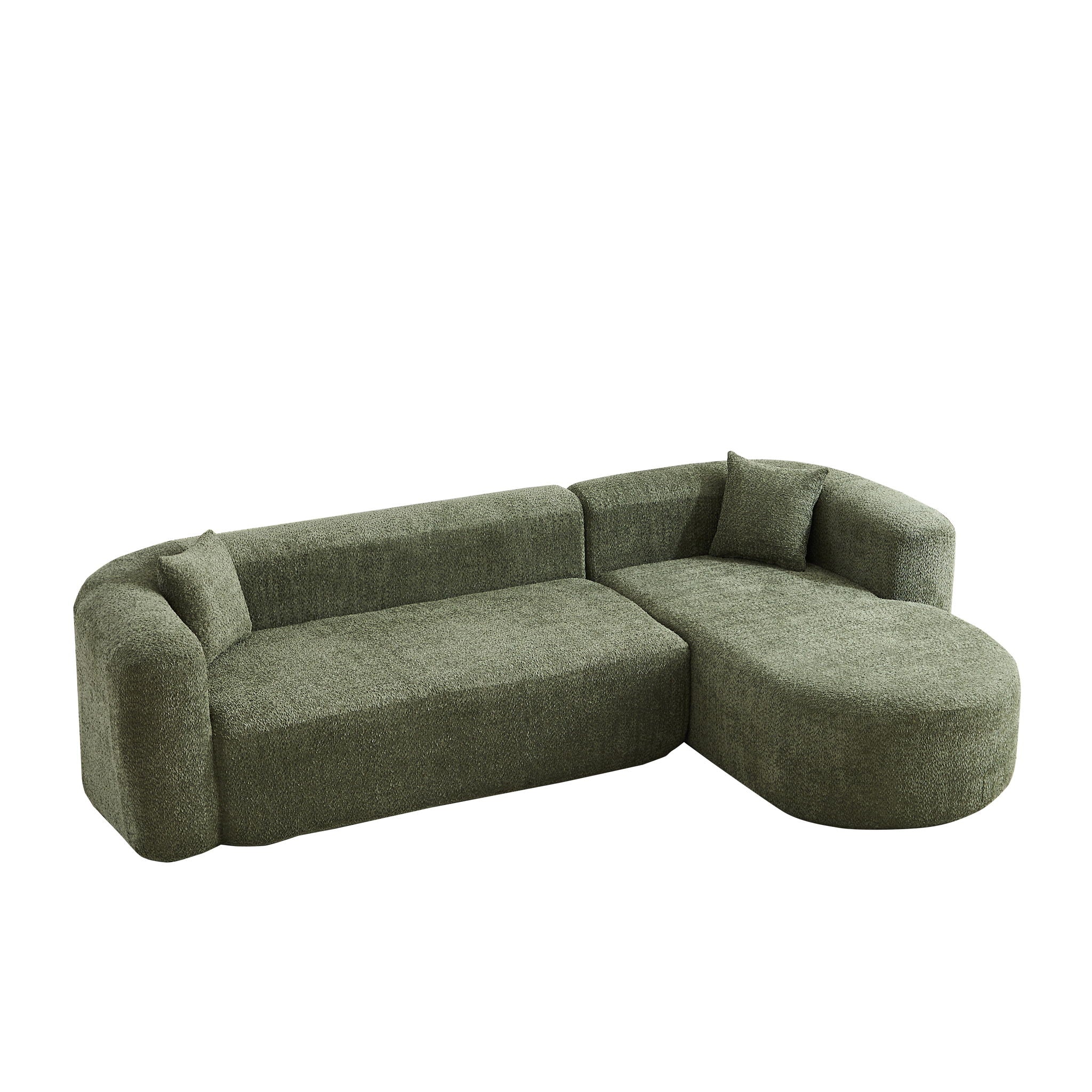 L - Shape Boneless Cloud Couch With 2 Throw Pillows For Living Room