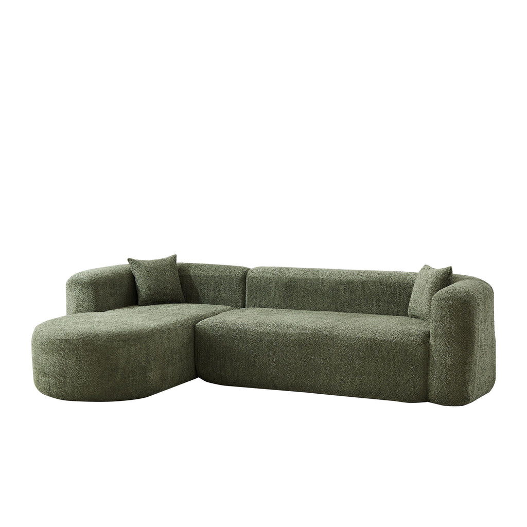 L - Shape Boneless Cloud Couch With 2 Throw Pillows For Living Room