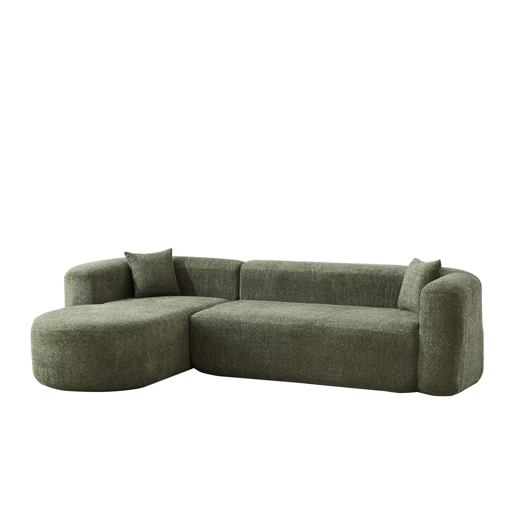 L - Shape Boneless Cloud Couch With 2 Throw Pillows For Living Room