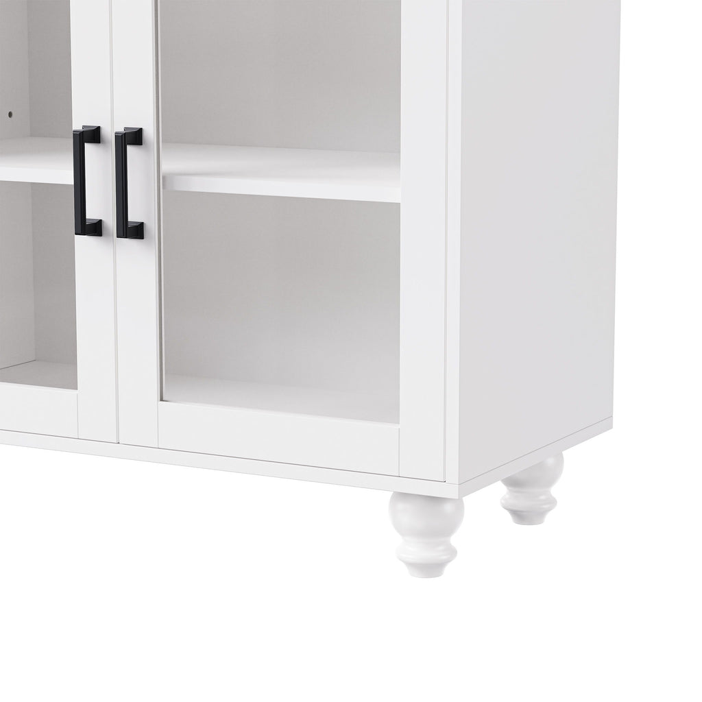 Farmhouse TV Stand With Solid Wood Gourd Shaped Legs For TVs Up To 70"