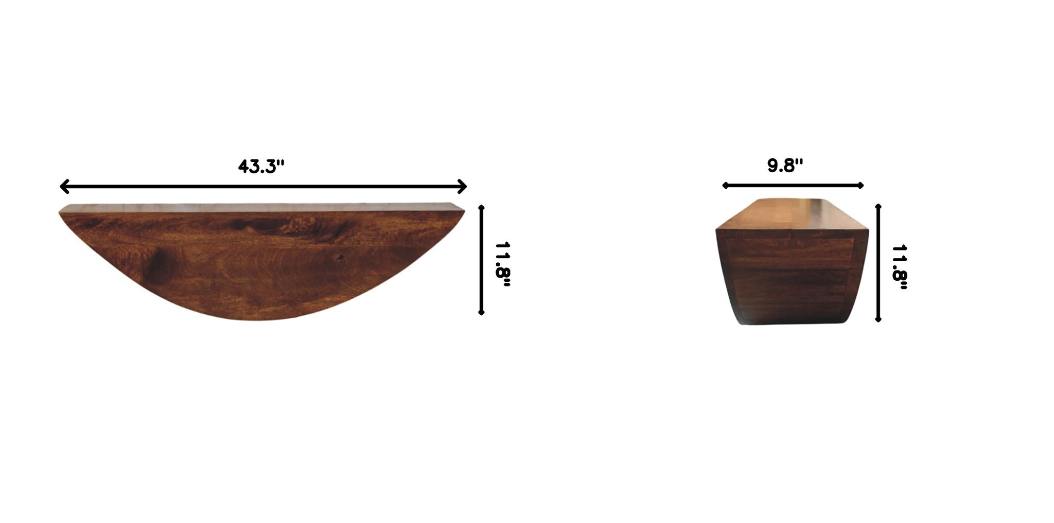 Crescent - Floating Wall Shelf - Brown