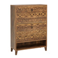 Narrow Shoe Cabinet With 2 Flip Drawers For Entryway Organizer - Rustic Brown
