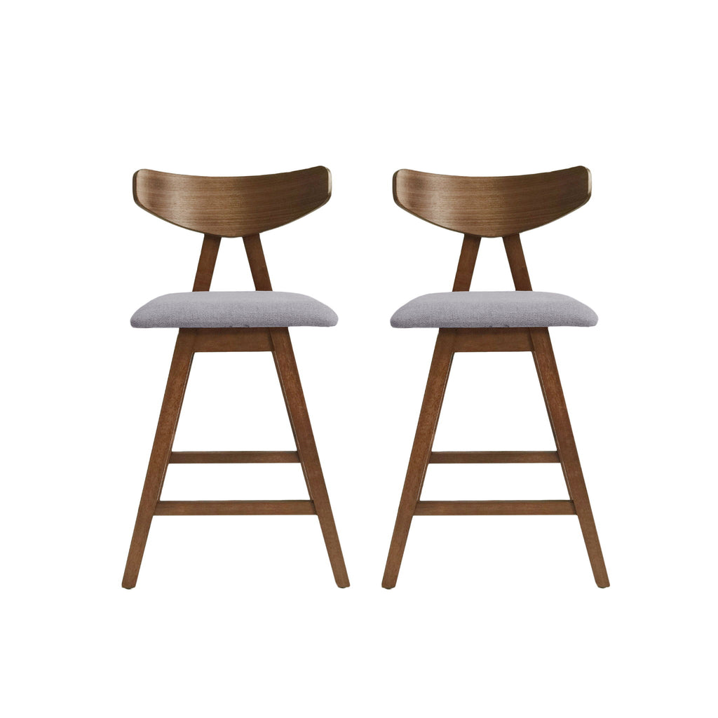 Mid Century Modern Counter Stool With V Shape Frame And Upholstered Seating