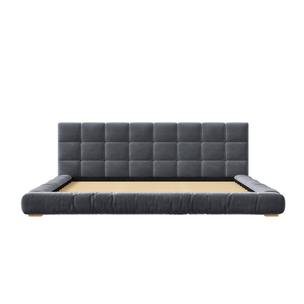Upholstered Platform Bed Frame With Tufted Headboard