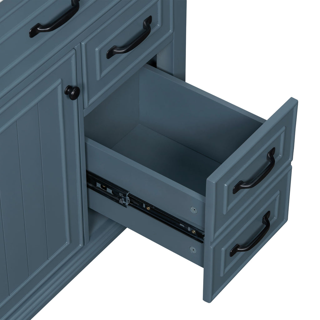 Bathroom Vanity With Sink Top, Flip Drawers, Adjustable Shelf
