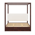 Canopy Platform Bed With Upholstered Headboard