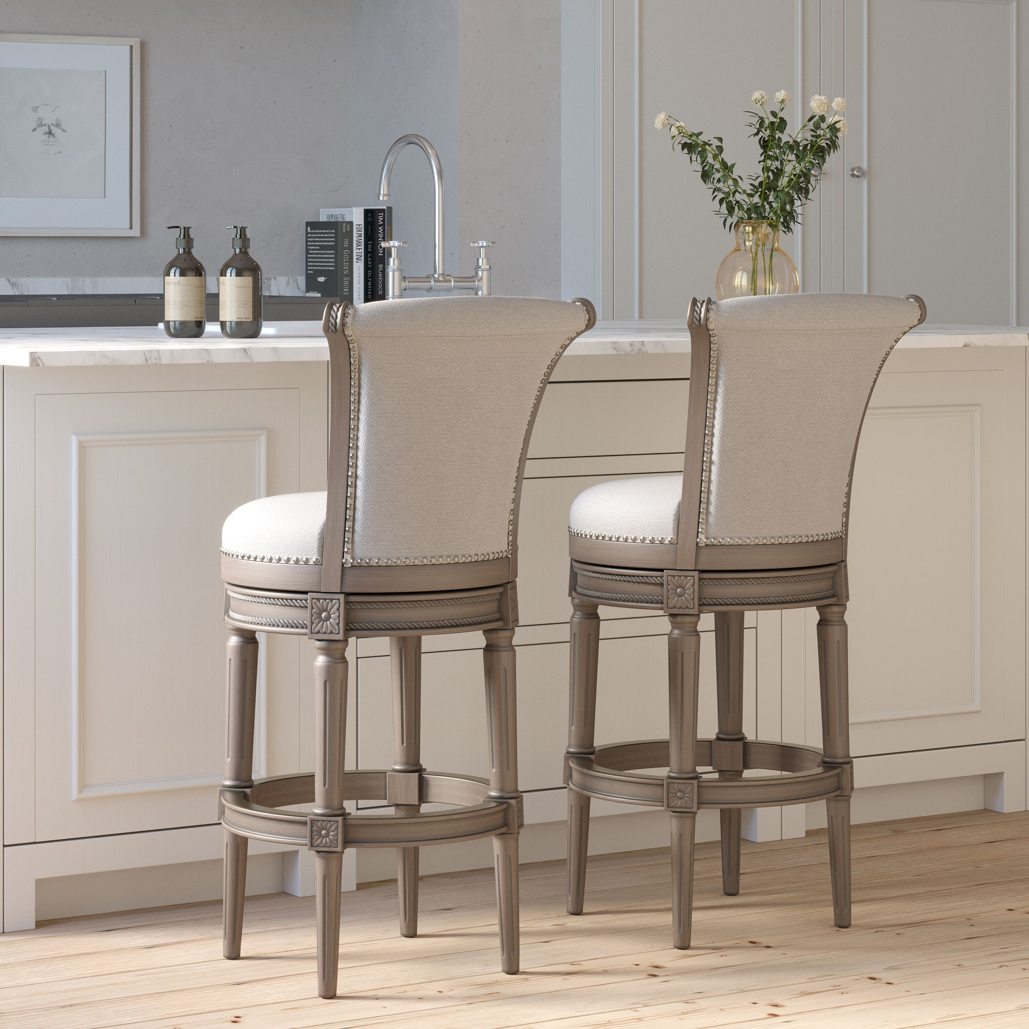Swivel Barstool With High-Back