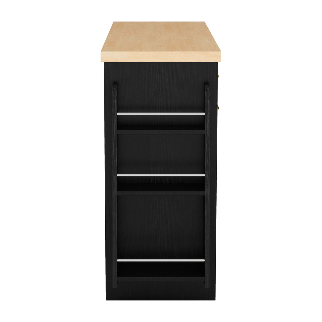 Kitchen Sideboard With Sliding Door Cabinet, 3 Tier Spice Rack
