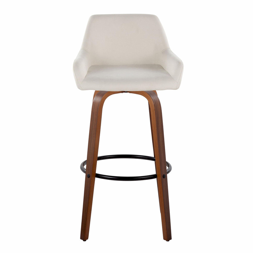 Daniella - Contemporary Fixed Height, Barstool & Swivel And Round Footrest (Set of 2)