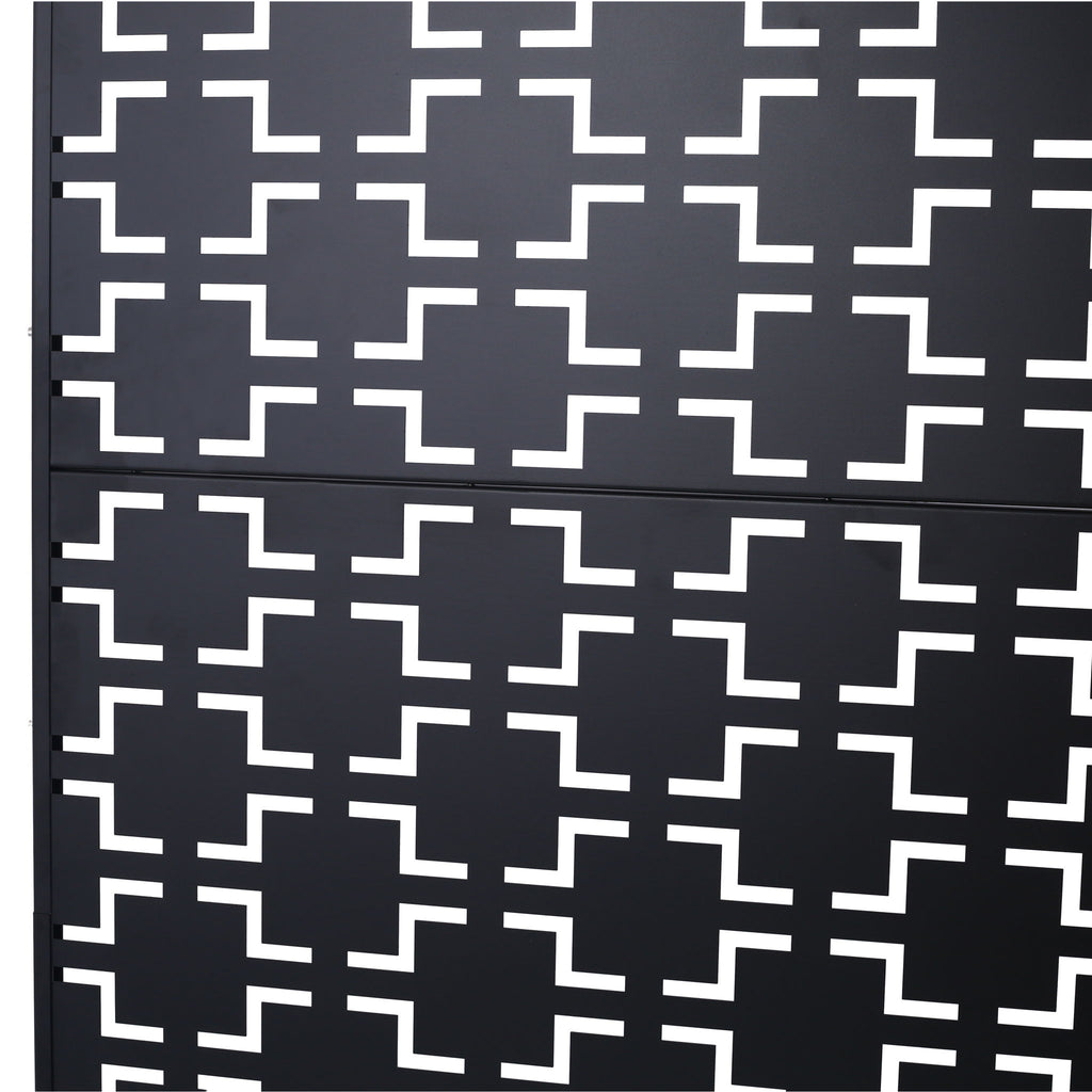 Outdoor / Indoor Privacy Screen Metal Privacy Screen, Freestanding Decorative Privacy Screen For Deck Balcony Patio - Black