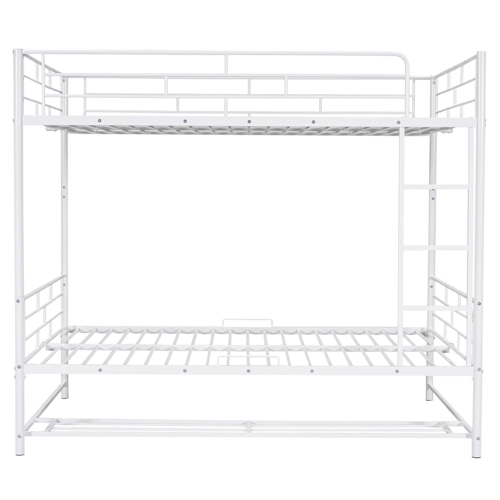 Metal Bunk Bed With Shelf And Guardrails