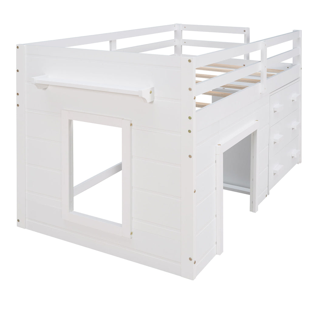 Loft Bed With Cabinet And Shelf