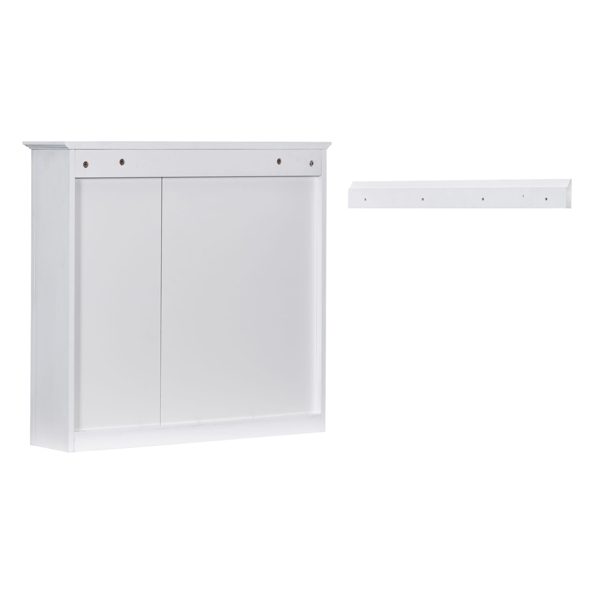 Bathroom Vanity With Top Sink, 2 Doors And 3 Drawers, Freestanding Set With Mirror Cabinet