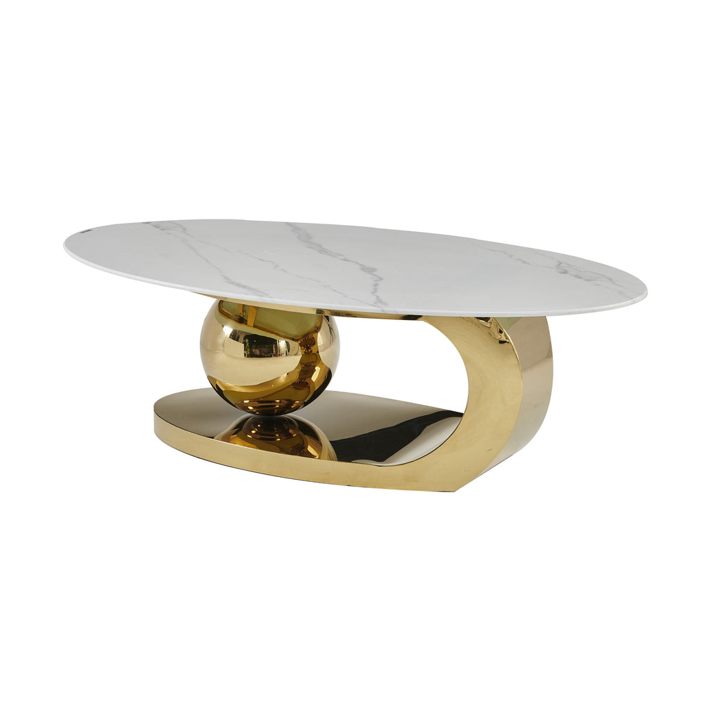 Oval Coffee Table With Geometric Precision